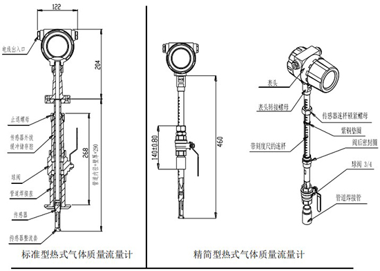 分體型熱式氣體流量計(jì)插入式結(jié)構(gòu)圖