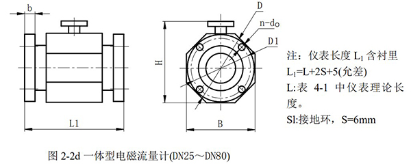 防腐型電磁流量計外形尺寸圖二